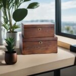 Wooden Box with Hinged Lid - 2 Pack - Vintage Decorative & Lockable Chest - Image 8