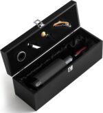 Wooden Wine Gift Box 4 Accessories, Bamboo, Natural Wood - Image 6