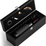 Retro Wooden Wine Gift Box with 4 Accessories, Bamboo, Black