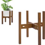 Adjustable Plant Stand Indoor, Bamboo Mid Century Modern Plants Stands