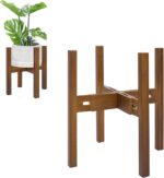 Adjustable Plant Stand Indoor, Bamboo Mid Century Modern Plants Stands