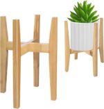 Adjustable Plant Stand Indoor, Bamboo Mid Century Modern Plants Stands - Image 8
