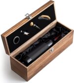 Wooden Wine Gift Box 4 Accessories, Bamboo, Natural Wood - Image 5