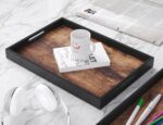 Set of 2 Wooden Serving Trays with Handles for Coffee Table