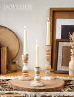 Rustic Candlestick Holder Decor: Farmhouse Wooden Candle Holders - Image 4
