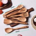 12 inch Olive Wooden Utensils for Cooking, Long Handle Wooden Spoons - Image 2