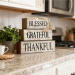 4 Pcs Farmhouse Table Decor Rustic Stacked Wooden Block Sign - Image 6