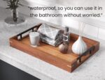 Acacia Wood Serving Tray with Metal Handles, 15x10in Ottoman Decorative Trays - Image 4