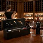 Retro Wooden Wine Gift Box with 4 Accessories, Bamboo, Black - Image 4