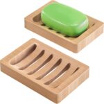 Soap Holder Soap Dish, Bamboo Soap Dish, 2 Pack Wood Bar Soap Holder