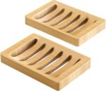Soap Holder Soap Dish, Bamboo Soap Dish, 2 Pack Wood Bar Soap Holder - Image 7