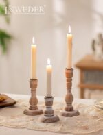 Rustic Candlestick Holder Decor: Farmhouse Wooden Candle Holders