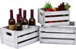 Storage Crates 3 Pcs Wooden Crates Decor Boxes, Rustic White Nested Crate