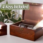 Wooden Box with Hinged Lid - 2 Pack - Vintage Decorative & Lockable Chest - Image 6