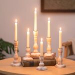 Rustic Wooden Candlestick Holders, Set of 3, Whitewashed - Image 7