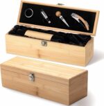 Retro Wooden Wine Gift Box with 4 Accessories, Bamboo, Black - Image 7