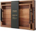 Acacia Wood Serving Tray with Metal Handles, 15x10in Ottoman Decorative Trays - Image 7