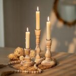 Rustic Wooden Candlestick Holders, Set of 3, Whitewashed