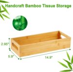 Toilet Tray for Bathroom, Bamboo Toilets Paper Storage with Handles, Toilet - Image 2
