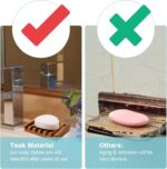 2 Pack Self Draining Soap Dishes, Teak Wood Soap Holder for Shower - Image 3