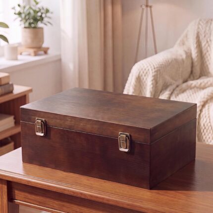 Wooden Decorative Storage Boxes with Lids Vintage Wood Organizer Bins