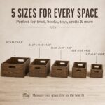 5 Pack Wooden Crates for Display Nesting Wood Crate for Storage with Handle - Image 3