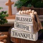 4 Pcs Farmhouse Table Decor Rustic Stacked Wooden Block Sign - Image 2