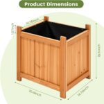 2-Pack 18" Fir Wood Outdoor Square Planter Boxes with Drainage Base - Image 5