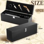 Retro Wooden Wine Gift Box with 4 Accessories, Bamboo, Black - Image 2