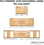 Bathtub Tray Caddy - Bamboo Foldable Bath Tub Table, Expandable Bath Tray - Image 3