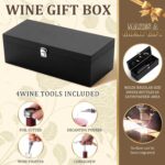 Retro Wooden Wine Gift Box with 4 Accessories, Bamboo, Black - Image 3
