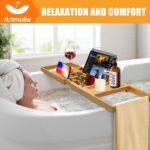 Bathtub Tray Caddy, Expandable Bamboo Bath Tray for Tub - Image 5
