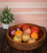 Mango Wood Decorative Round Carved Bowl for Decoration, Centerpiece Bowl - Image 4