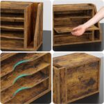 Wooden Mail Organizer, Desk Organizer with 3 Adjustable Shelves - Image 4
