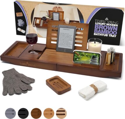 Bamboo Bathtub Tray Caddy for Tub