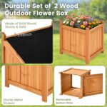 2-Pack 18" Fir Wood Outdoor Square Planter Boxes with Drainage Base - Image 7