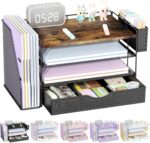 Wood Desk Organizers and Accessories with File Holder & Catalog Racks