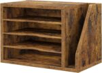 Wooden Mail Organizer, Desk Organizer with 3 Adjustable Shelves