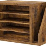 Wooden Mail Organizer, Desk Organizer with 3 Adjustable Shelves