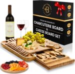 Charcuterie Board Cheese Board Set with Accessories - Bamboo Wooden Serving