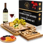 Charcuterie Board Cheese Board Set with Accessories - Bamboo Wooden Serving