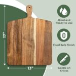 Acacia Wood Cutting Board and Chopping Board with Handle for Meat, Cheese - Image 3