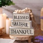 4 Pcs Farmhouse Table Decor Rustic Stacked Wooden Block Sign