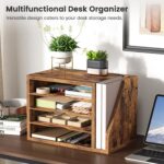 Wooden Mail Organizer, Desk Organizer with 3 Adjustable Shelves - Image 2