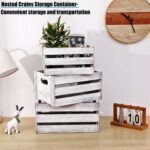 Storage Crates 3 Pcs Wooden Crates Decor Boxes, Rustic White Nested Crate - Image 6