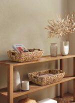 Water Hyacinth Storage Baskets with Wooden Handles, Large Wicker Baskets - Image 2
