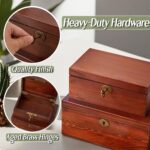 Wooden Box with Hinged Lid - 2 Pack - Vintage Decorative & Lockable Chest - Image 4
