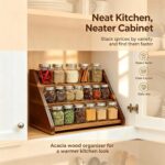 Acacia Wooden Spice Rack for Countertop - 3 Tiered Spice Rack Organizer - Image 3