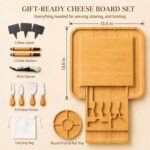Charcuterie Board Cheese Board Set with Accessories - Bamboo Wooden Serving - Image 2
