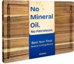 Non-Toxic Acacia Wood Cutting Board, Mineral Oil & Plastic Free, 16x11